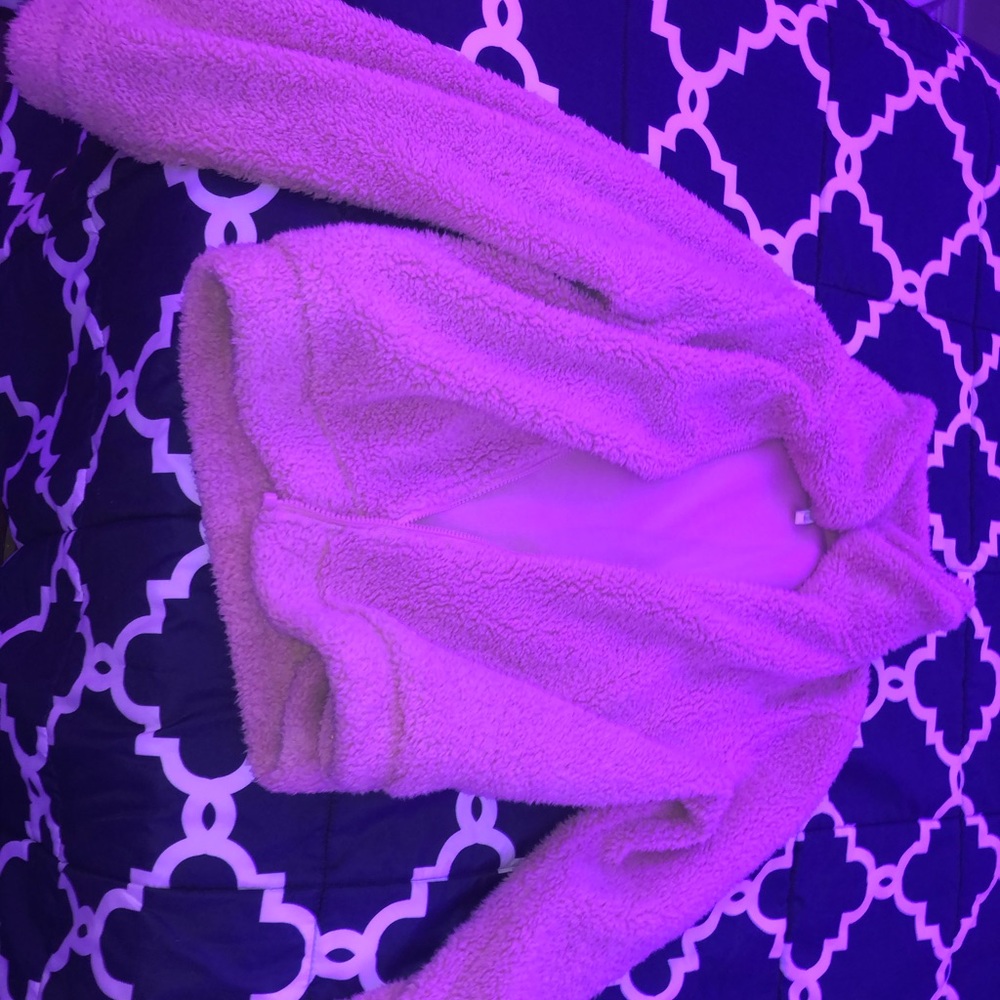 light pink fuzzy jacket